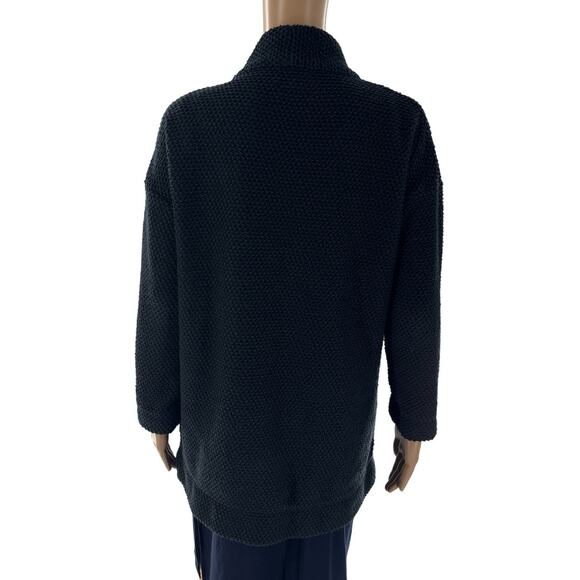 Marine Layer Black Birdseye Open Front Cotton Cardigan Sweater - Picture 6 of 8